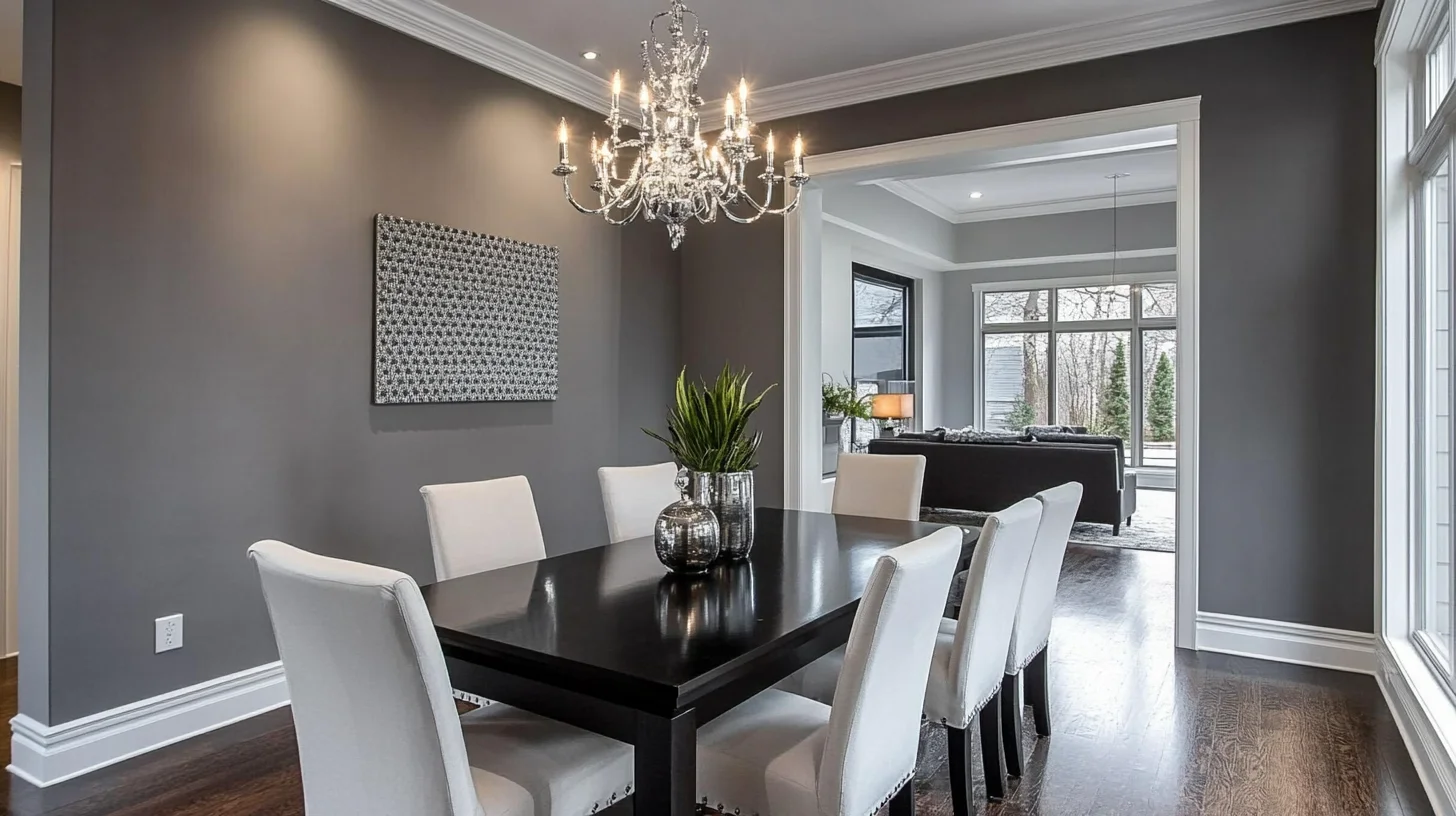 Contemporary Grey Wall Paint Design for Dining Room