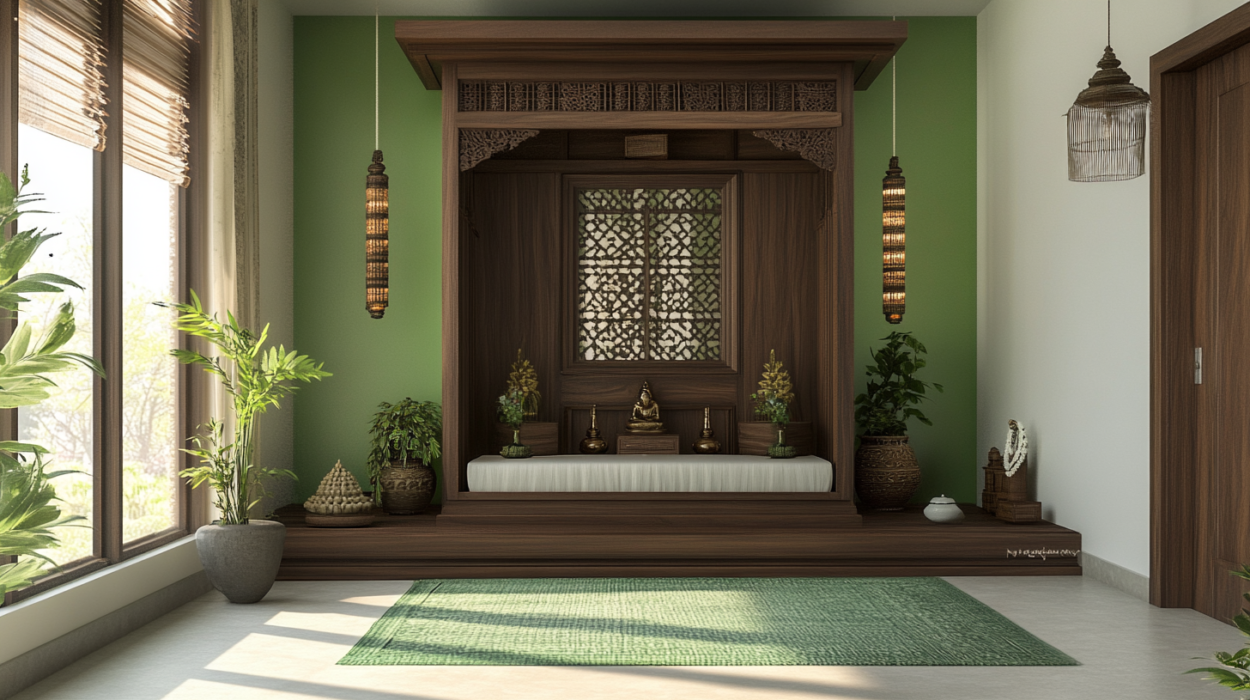Buildiyo-Green Contemporary Pooja Room Design (3)