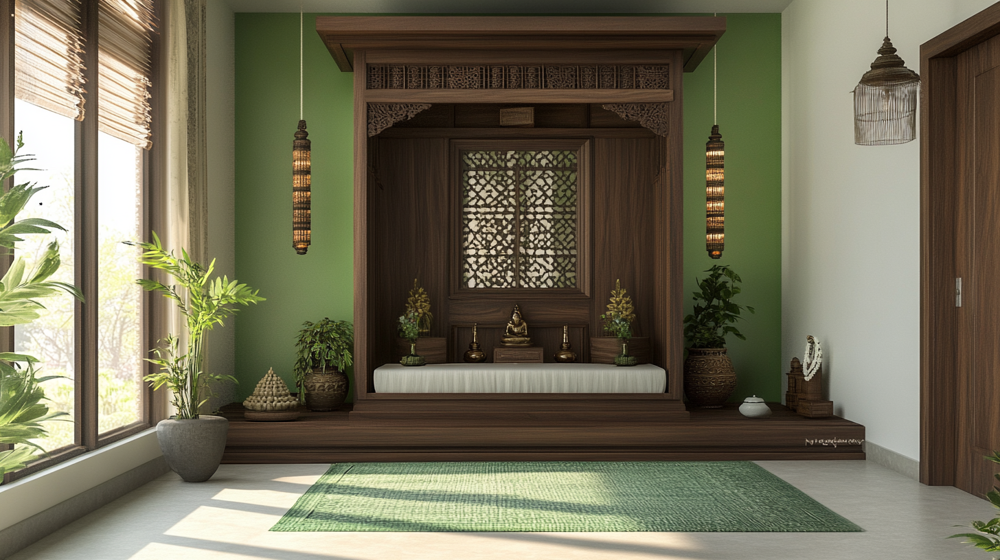 Buildiyo-Green Contemporary Pooja Room Design (3)