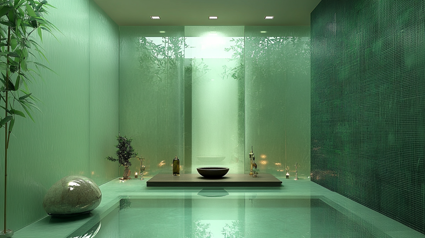 Buildiyo-Green Glass Pooja Room Design (1)