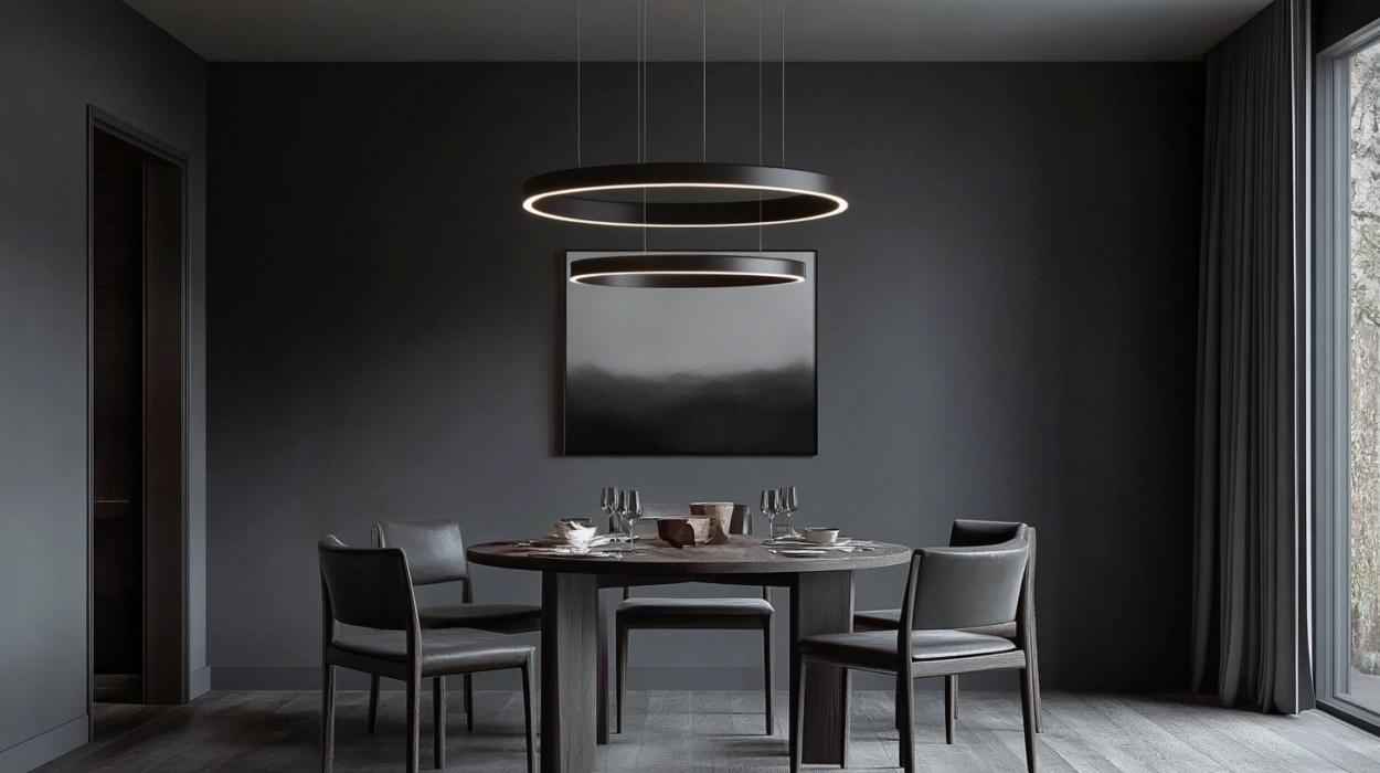 Minimalist Grey Wall Paint Design for Dining Room