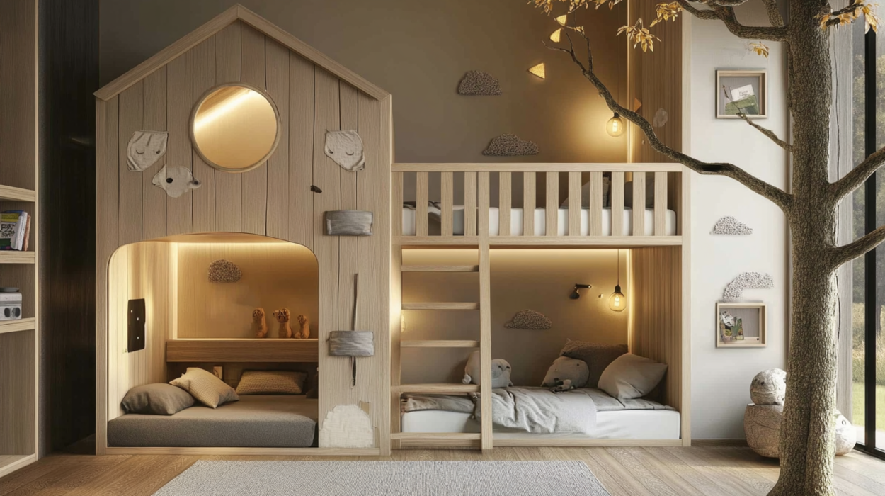 Buildiyo Practical and Modern Kids Bedroom Designs in Grey & Beige for Medium Rooms (2)