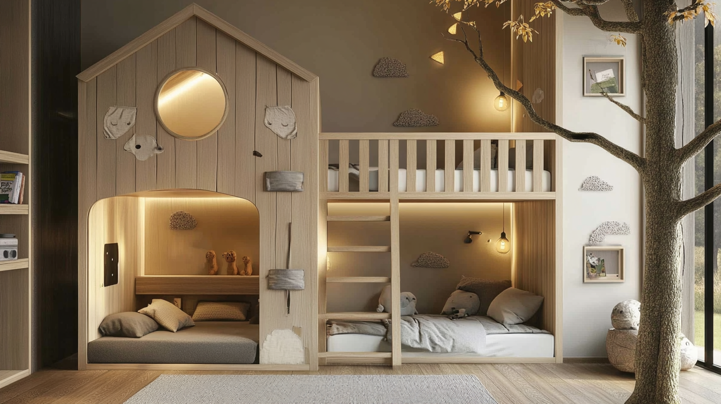 Buildiyo Practical and Modern Kids Bedroom Designs in Grey & Beige for Medium Rooms (2)