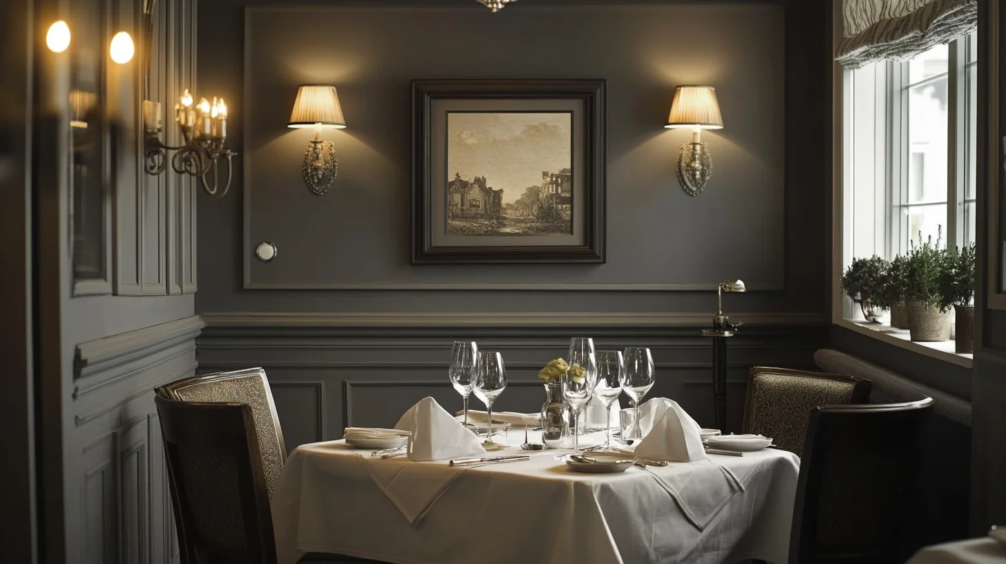 Traditional Grey Wall Paint Design for Dining Room