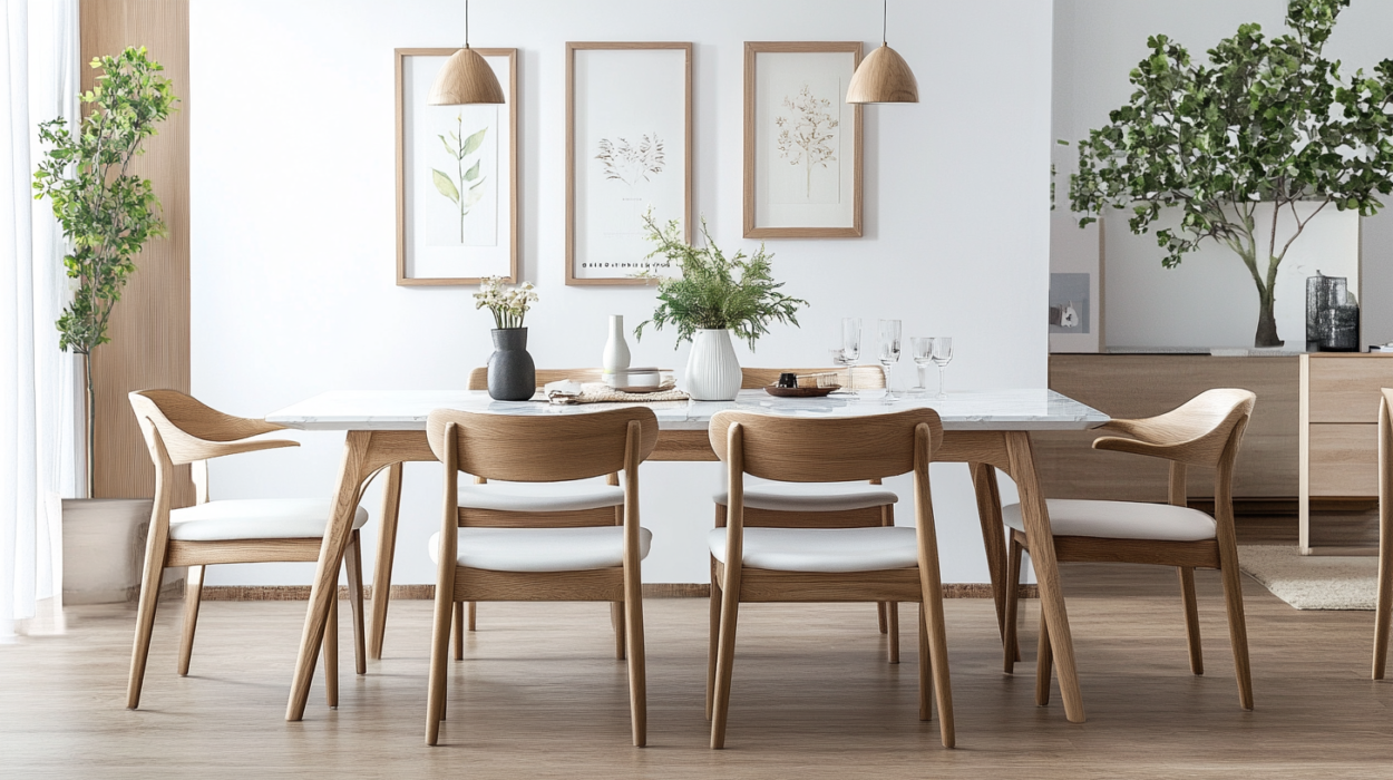 White Scandinavian Dining Room Design