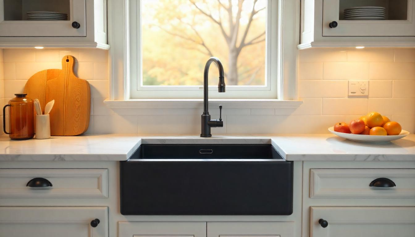 Classic Black Stainless Steel Kitchen Sink with Single-Handle Tap