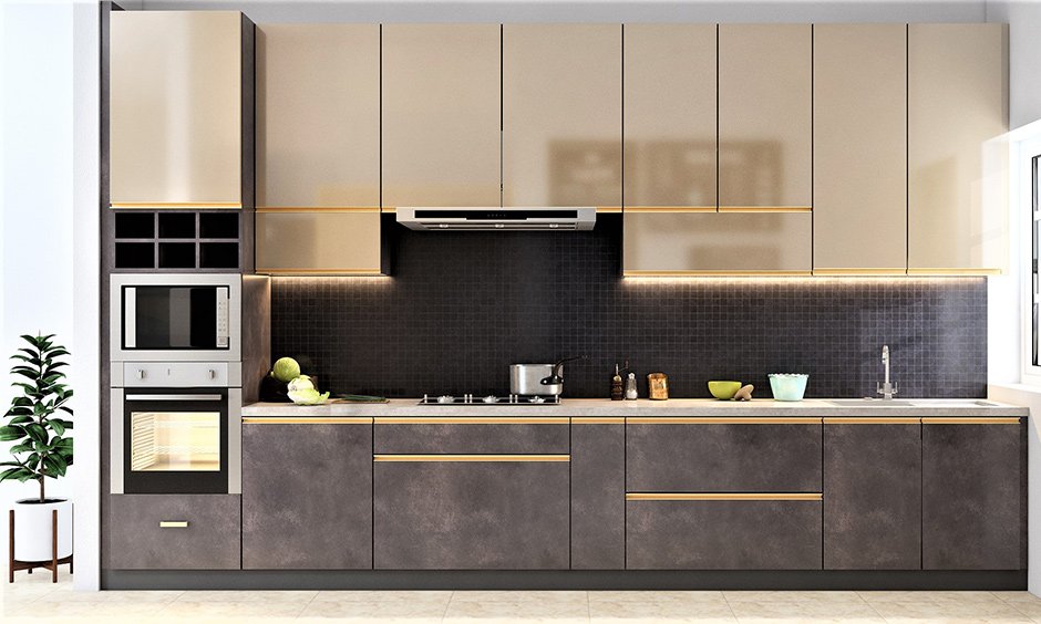 Contemporary Cream Modular Kitchen Design