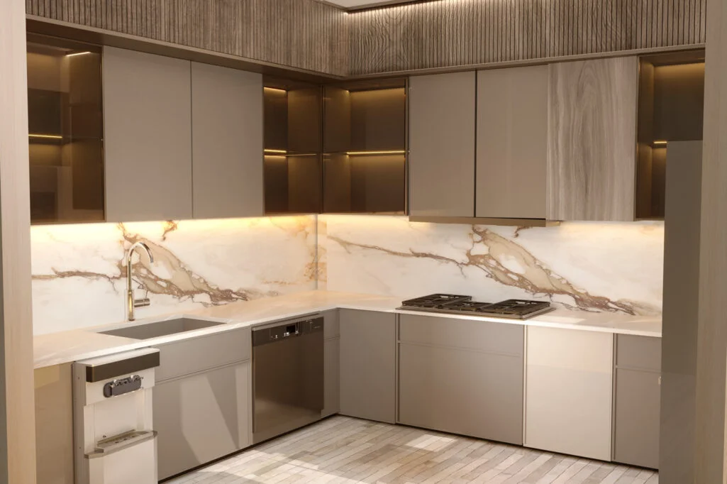 L-Shaped Modular Kitchen Design in White