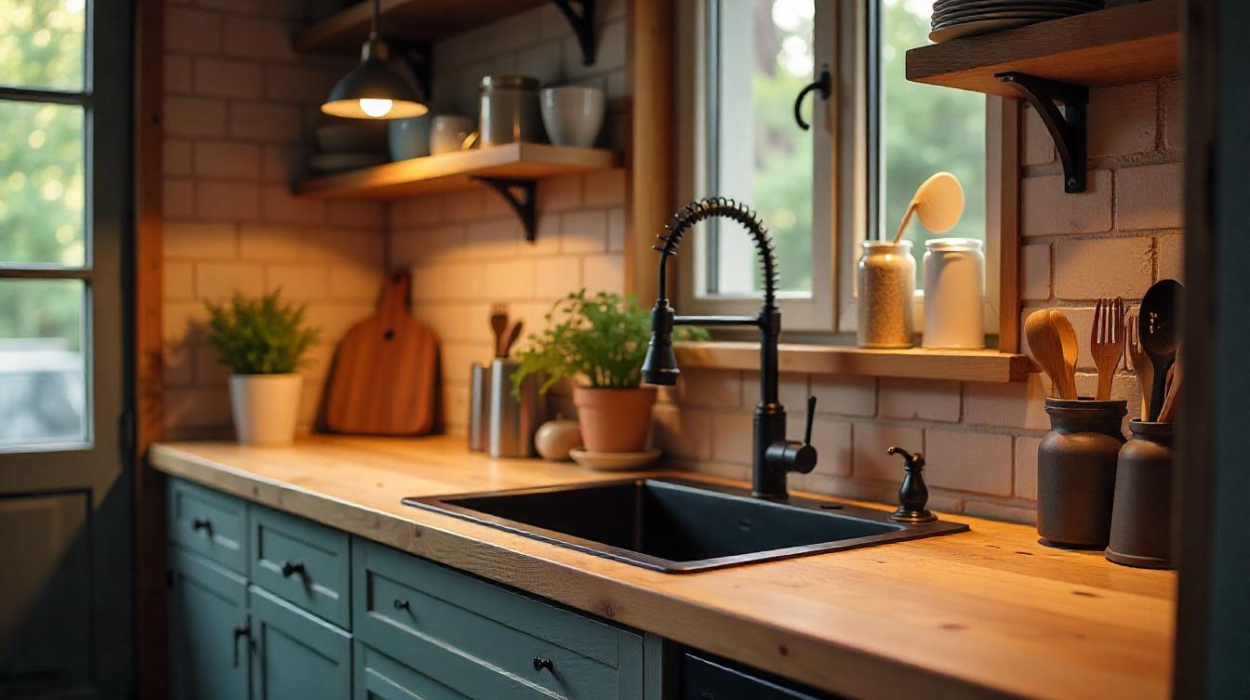 Rustic Black Stainless Steel Kitchen Sink with Single