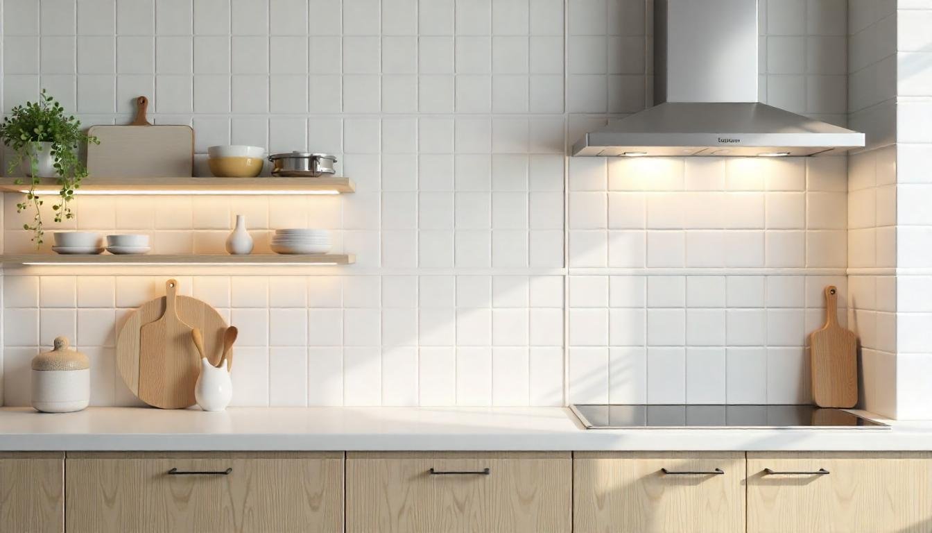 White Modern Ceramic Kitchen Wall Tile Design