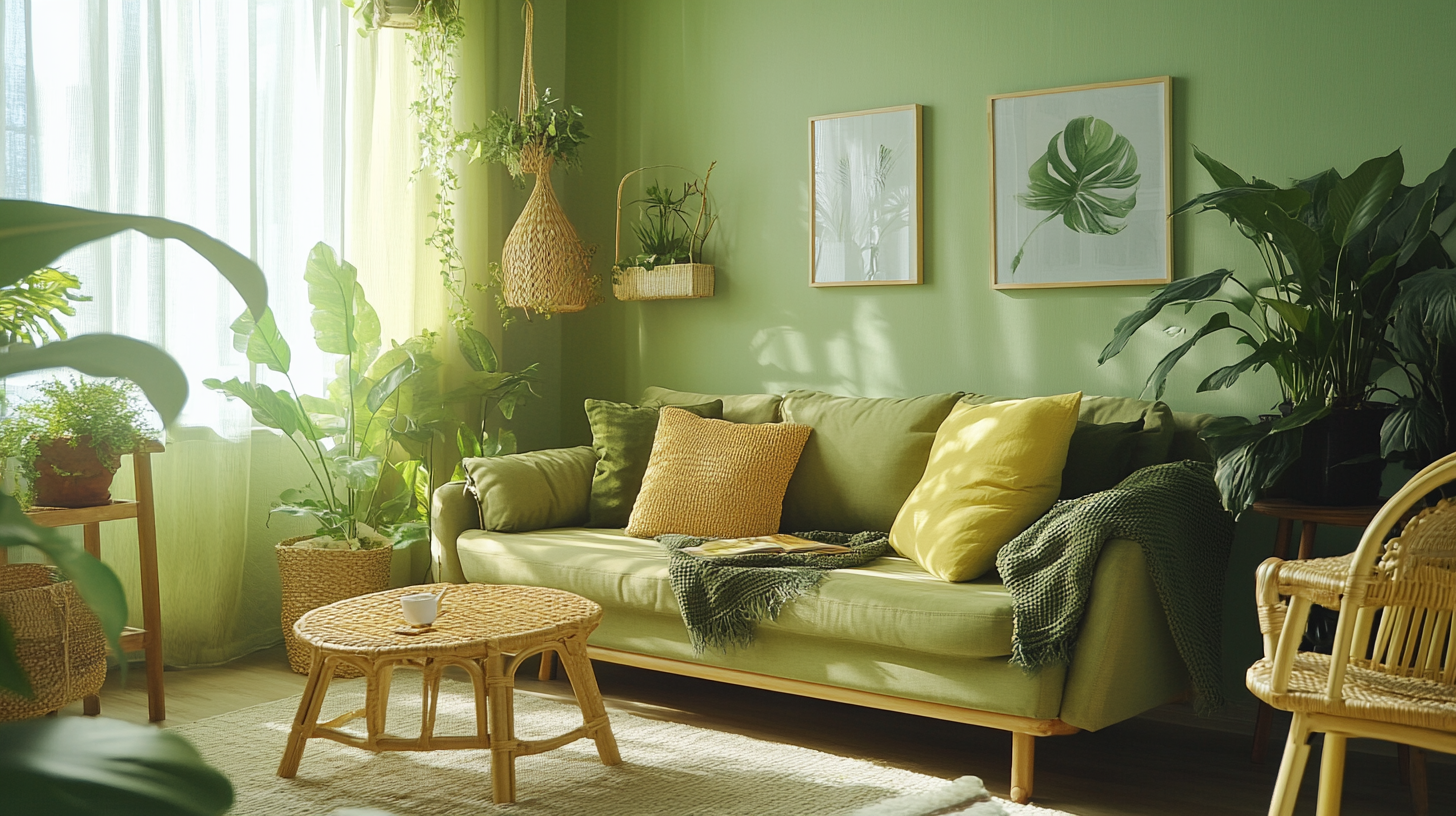 Green Compact City Living Rooms