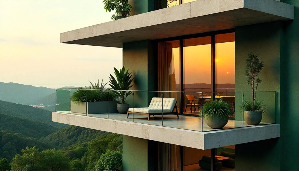 Green Modern Balcony Design | Buildiyo