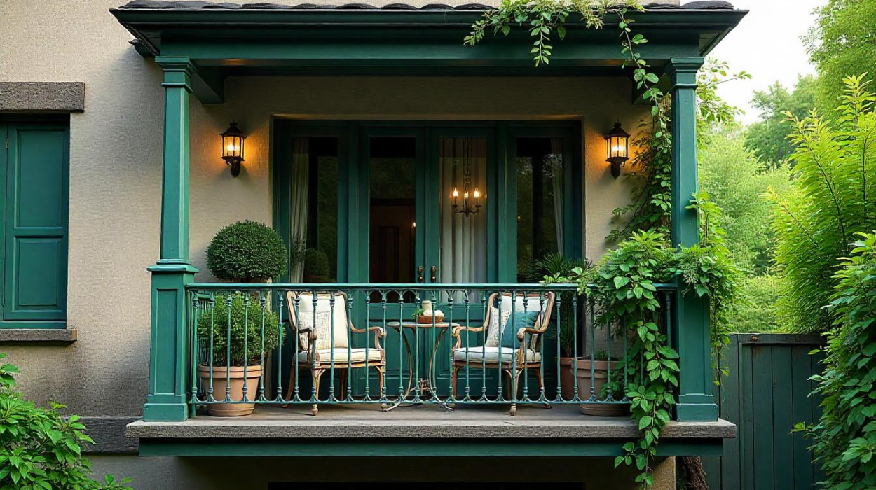 green traditional balcony