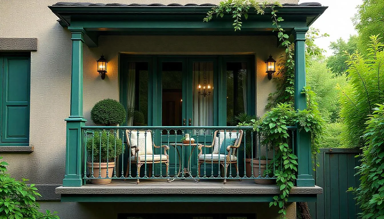 green traditional balcony