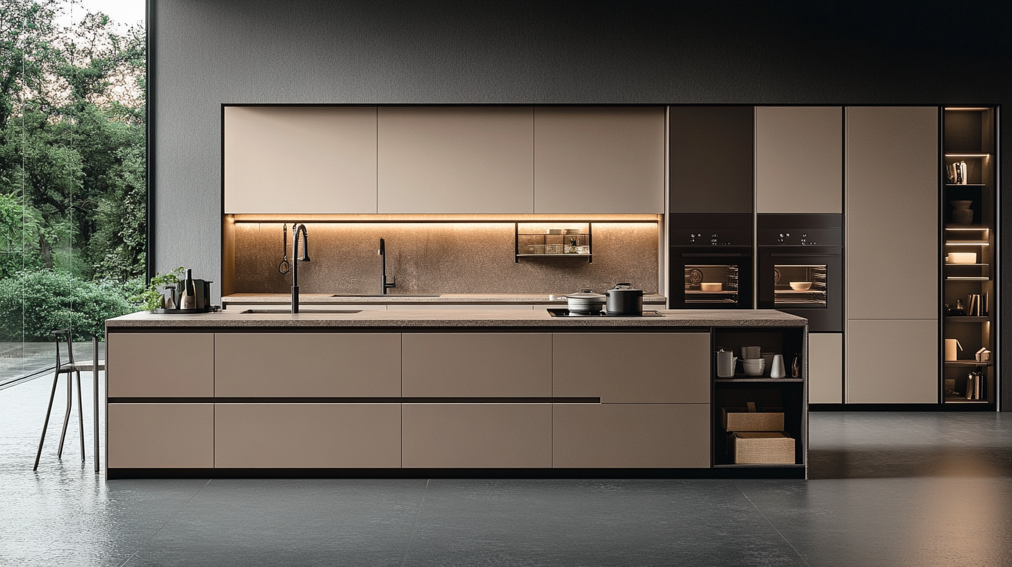 Beige Modular Kitchen Design