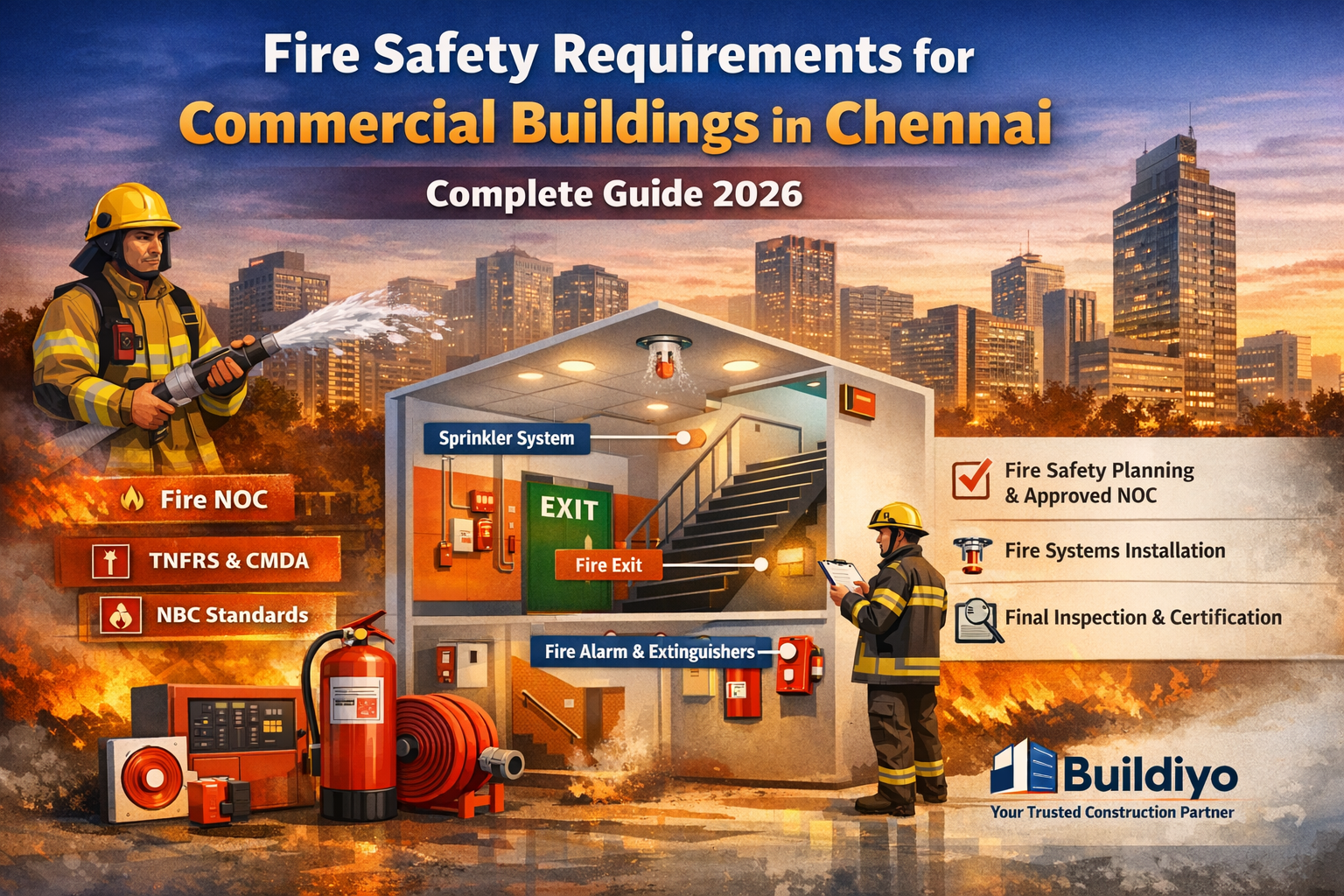 Fire Safety Requirements for Commercial Buildings in Chennai – Complete Guide 2026 Fire Safety Requirements for Commercial Buildings in Chennai – Complete Guide 2026