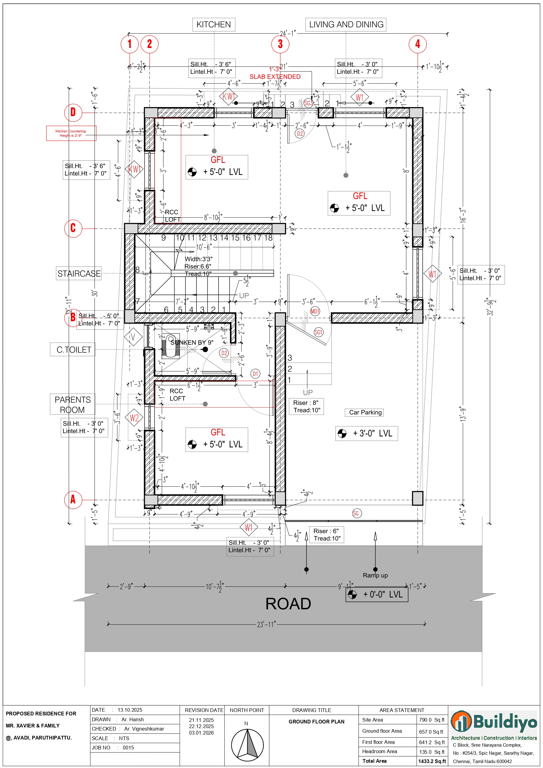 Xavier Residence ground floor plan, Paruthipattu Avadi