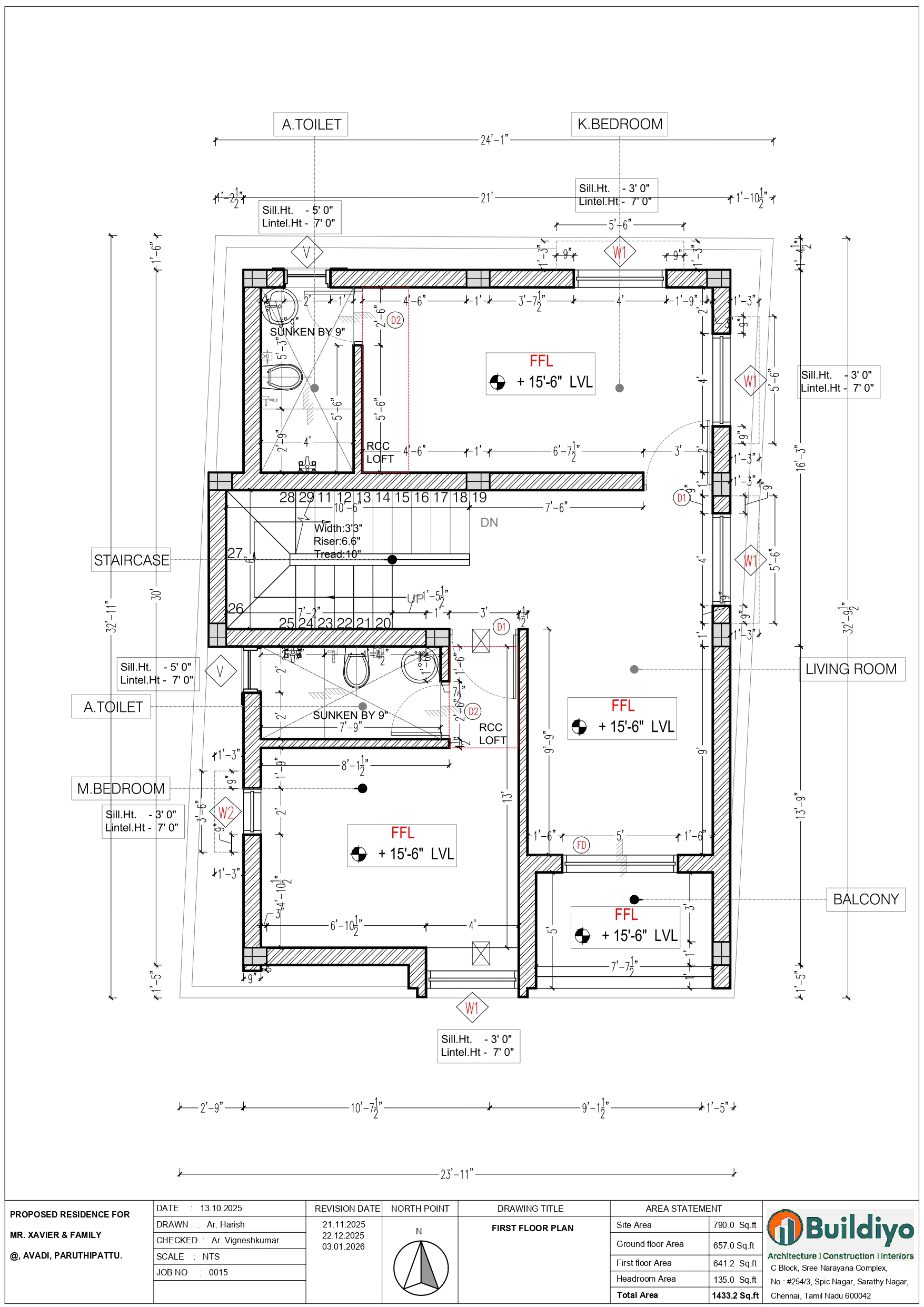 Xavier Residence first floor plan, Paruthipattu Avadi