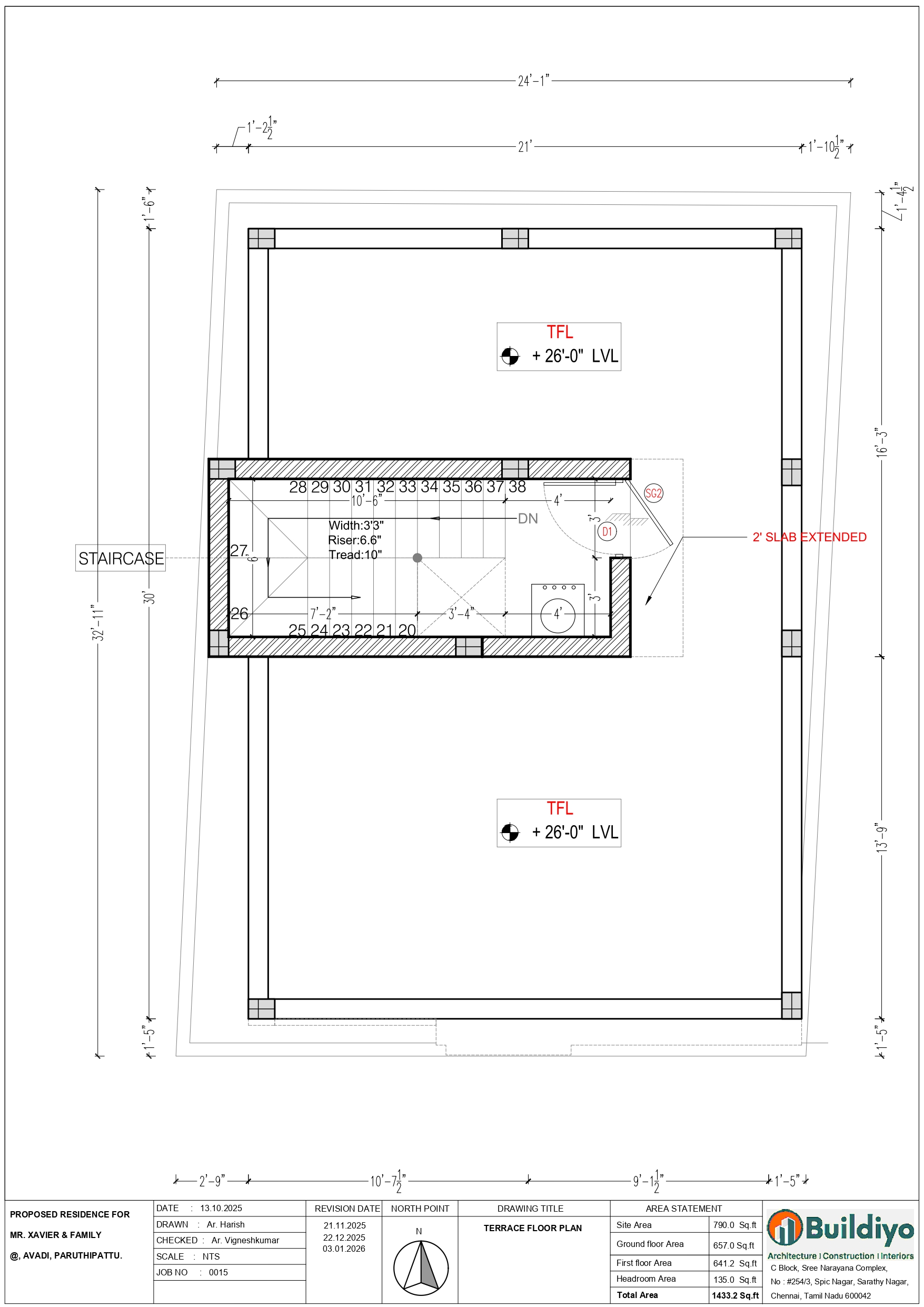 Xavier Residence terrace plan, Paruthipattu Avadi